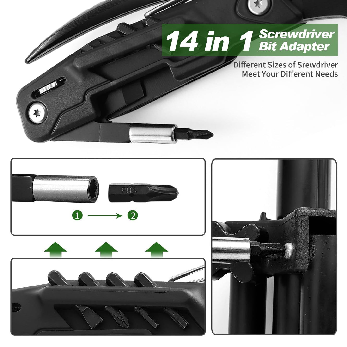 Maarten Stocking Stuffers for Adults Men - Gifts for Dad from Daughter Son - Upgraded 14 in 1 Hammer Multitool with Safety Lock, Screwdriver Set and Durable Sheath - Ideal Birthday Gift for Father