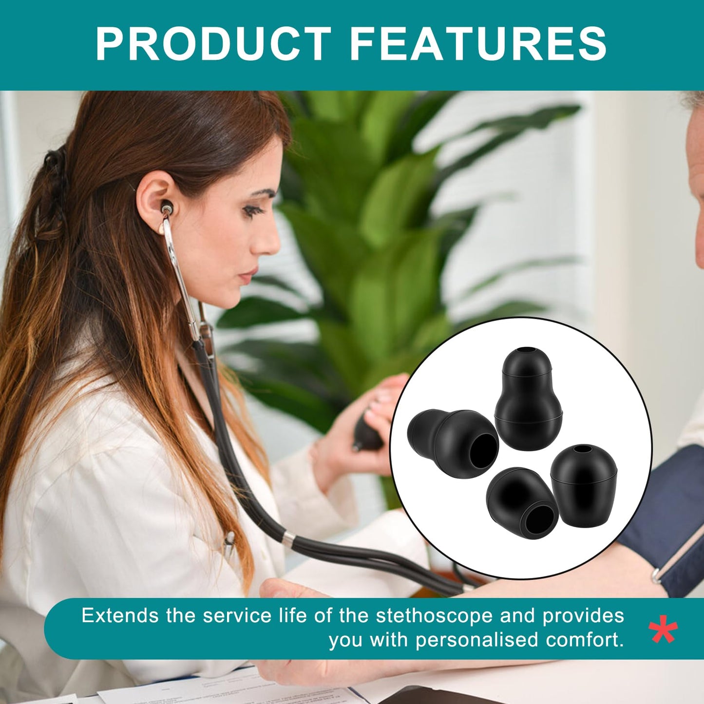 Stethoscope Ear Tips Replacement for Littmann Stethoscopes - Compatible with Littman Ear Tips Replacement, Stethoscope Ear Pieces, Littmann Stethoscope Parts & Cardiology IV Parts, Small/Medium, 4 Pcs