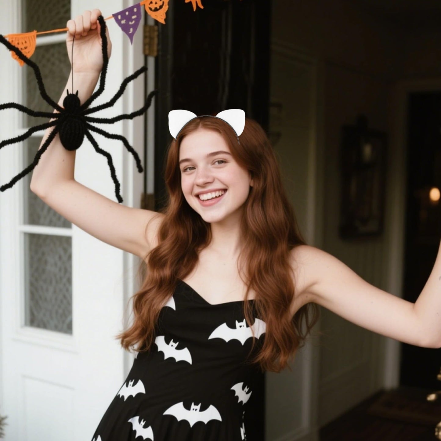 ASHONE Cat Ears Headband for Women Cute Cat Costume Hair Accessories for Halloween Party Cosplay (White, One Size)