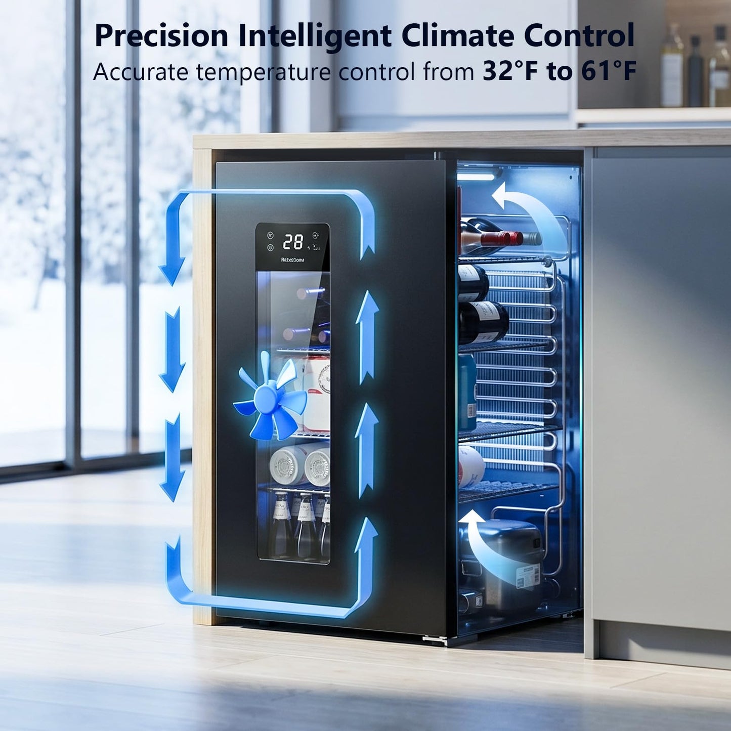 COWSAR 3.2 Cu.Ft Beverage Refrigerator, Electronic Control & LCD Display, 20-50℉ Temperature Range – Mini Fridge for Soda, Wine or Beer