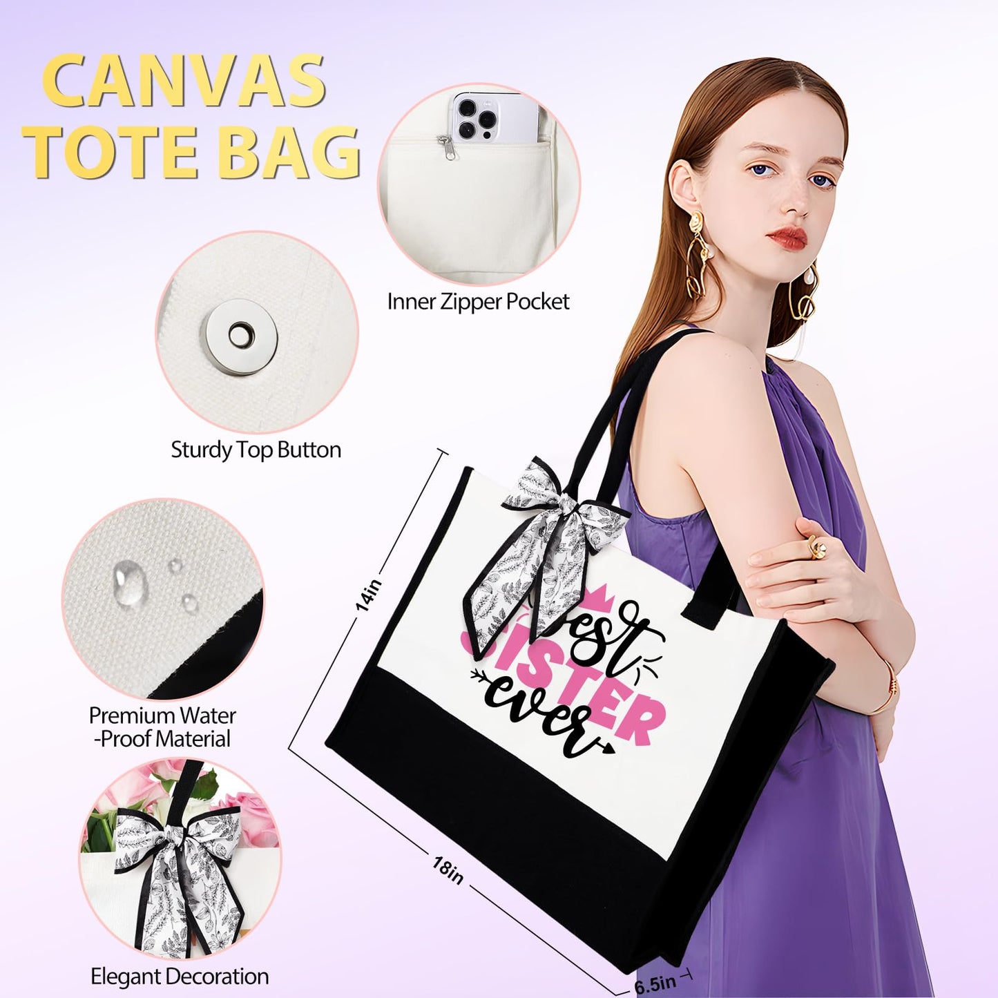 Suctuptx Sisters Gifts - Unique Sister Gifts: Christmas, Birthday & More - Purple Tote Bag
