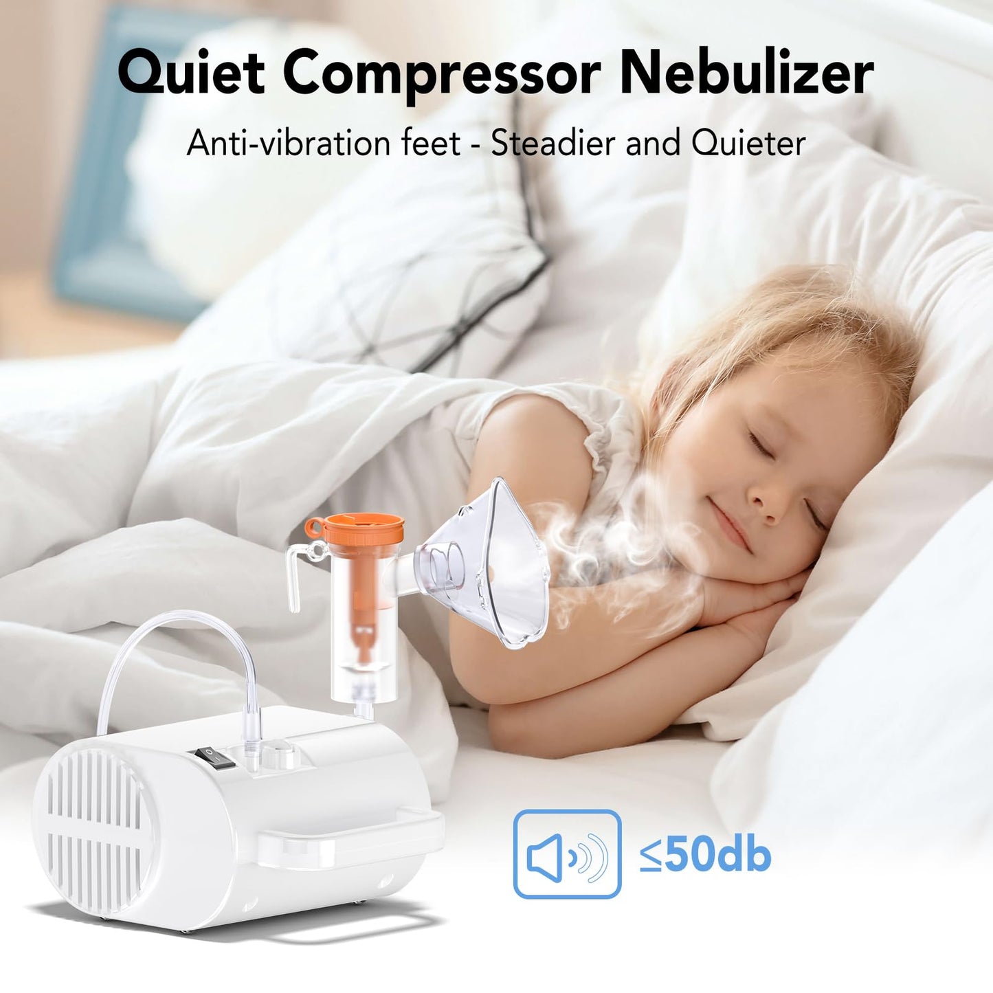 Portable Nebulizer Machine for Adults and Kids, Professional Handheld Inhaler Mist Breathing Compressor System Kit with Adjustable Cup, Adult and Kid Mask, Mouthpiece, Tubing for Home and Travel Use