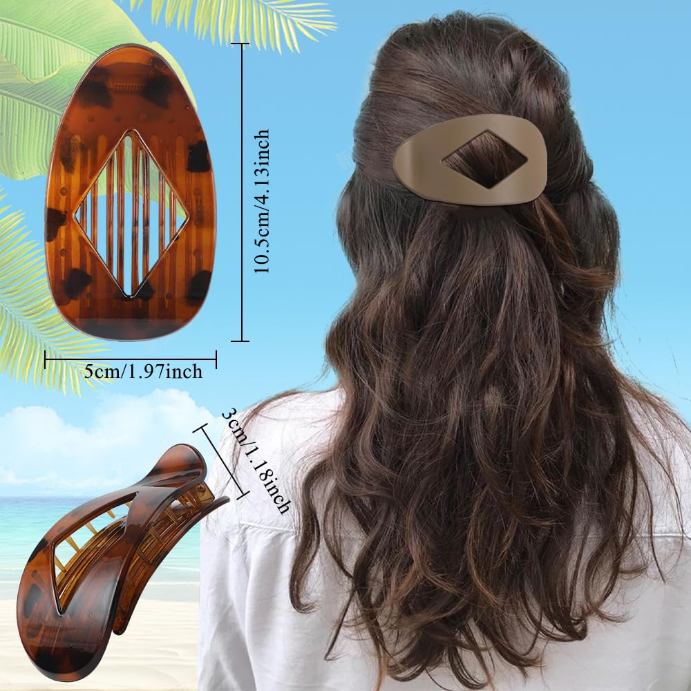 6Pcs Flat Hair Clips for Women,Volume Flat Top Round Pink Clip for Thick or Thin Hair,Picura Large Hair Claw Clips Strong Hold N