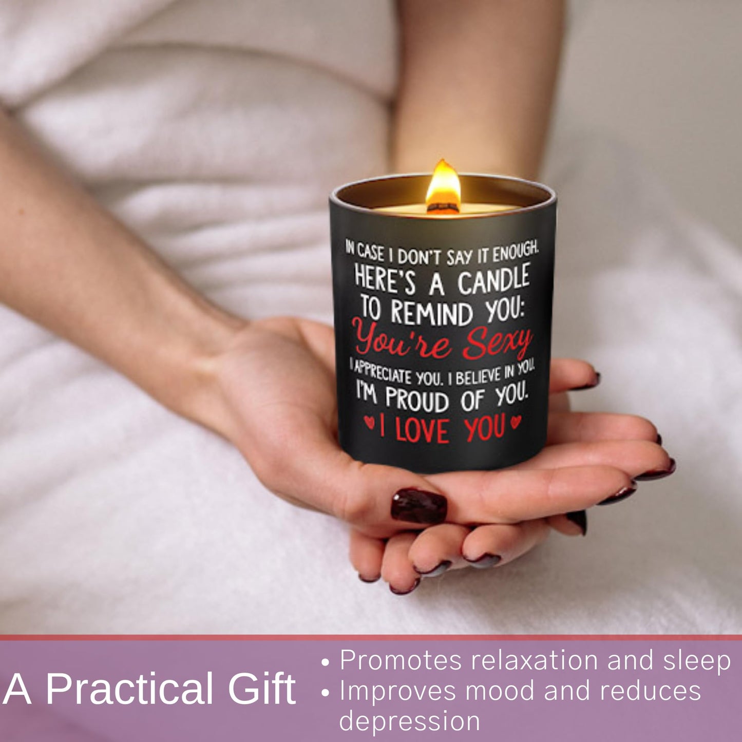 Anniversary Wedding, Birthday Gifts for Her Him - Romantic Gifts for Wife, Girlfriend, Boyfriend, Husband, Couples - Lavender & Vanilla Scented Candle