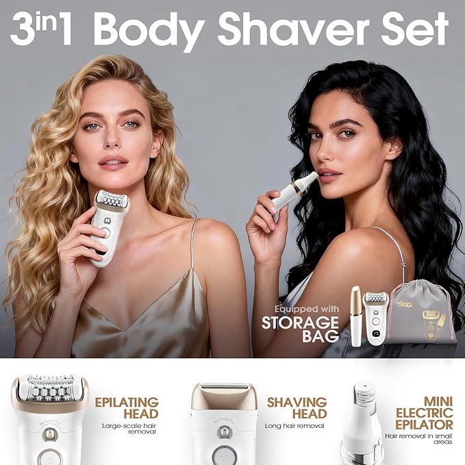 DSP 4-in-1 Beauty Set for Women: Epilator, Hair Removal Device, Electric Shaver & Trimmer, Waterproof with Fast Charging, Includes Accessories – Perfect Home Hair Device