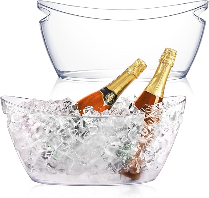 Ice Buckets for Parties, 2pcs Acrylic Champagne Beverage, Drinks Buckets Tub for Cocktail Bar, 5.5L Ice Bucket for Christm...