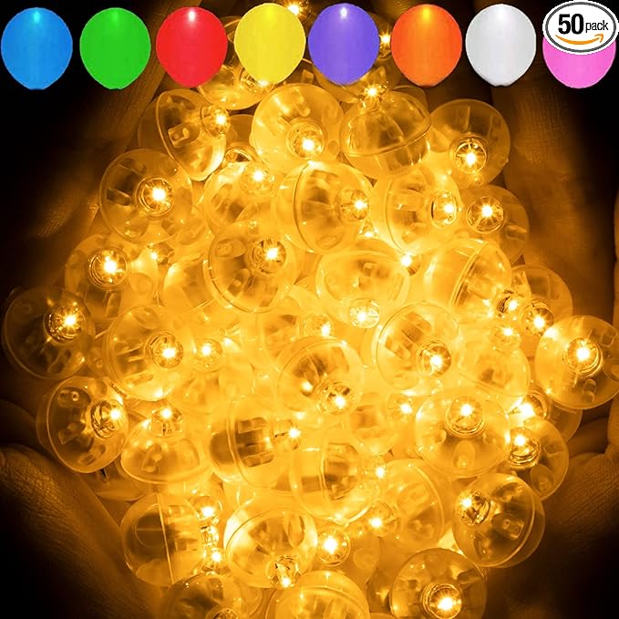 Aogist 50pcs Orange Balloon Lights,Long Standby Time Waterproof Mini Light,Battery Powered,Round LED Ball Lamp for Latex B...
