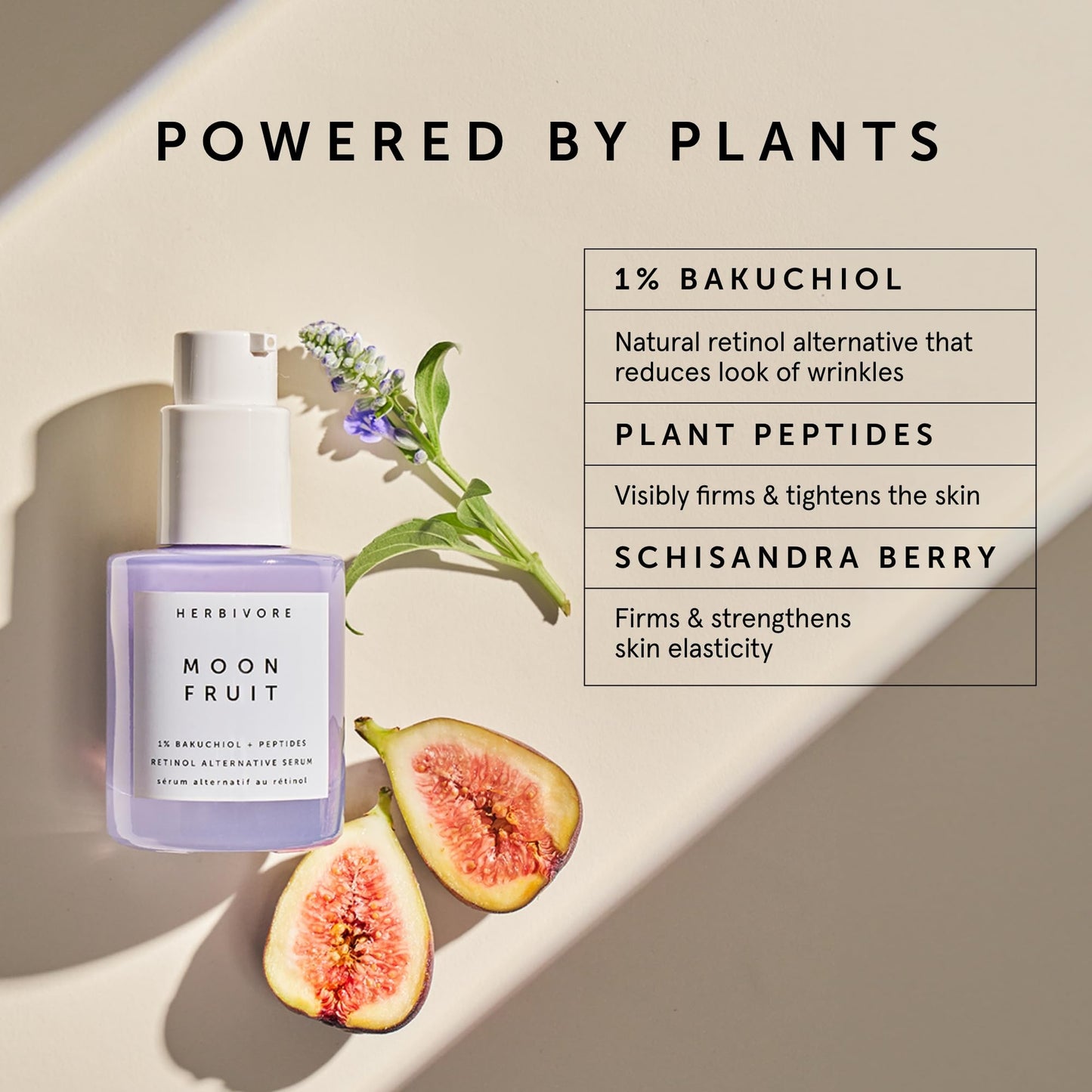 HERBIVORE Bakuchiol Retinol Alternative Moon Fruit Face Serum EXTRA STRENGTH - 1% Bakuchiol + Peptides, Smooths Skin, Reduces Fi