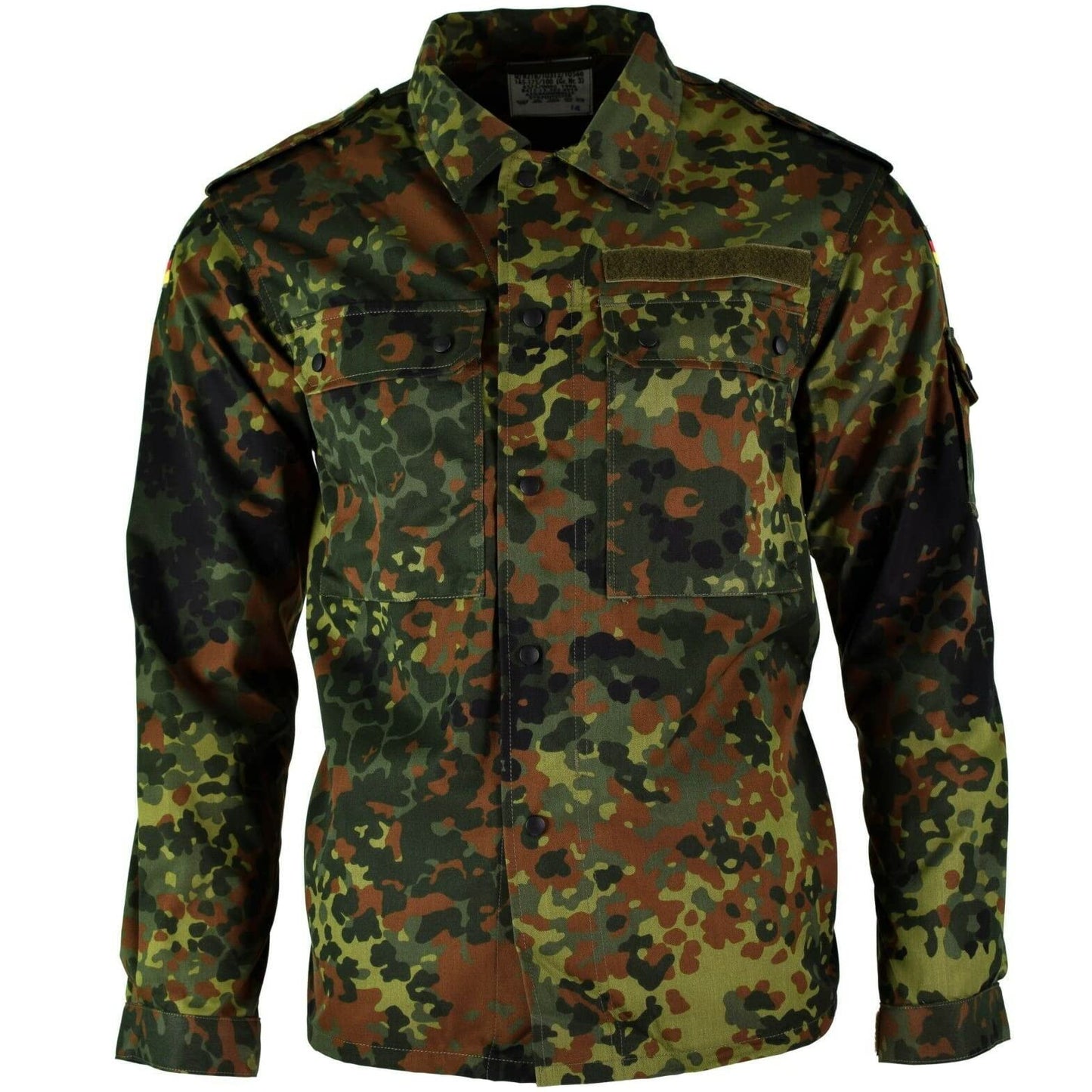 Original GERMAN ARMY JACKET ZIPPED fleck-tarn camouflage tactical combat BW military issue field shirt (Large short)