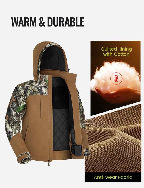 TIDEWE Heated Jackets for Men with Battery Pack, 180G Insulation Work Jackets, Water-resistant Coat (Brown, Size L)
