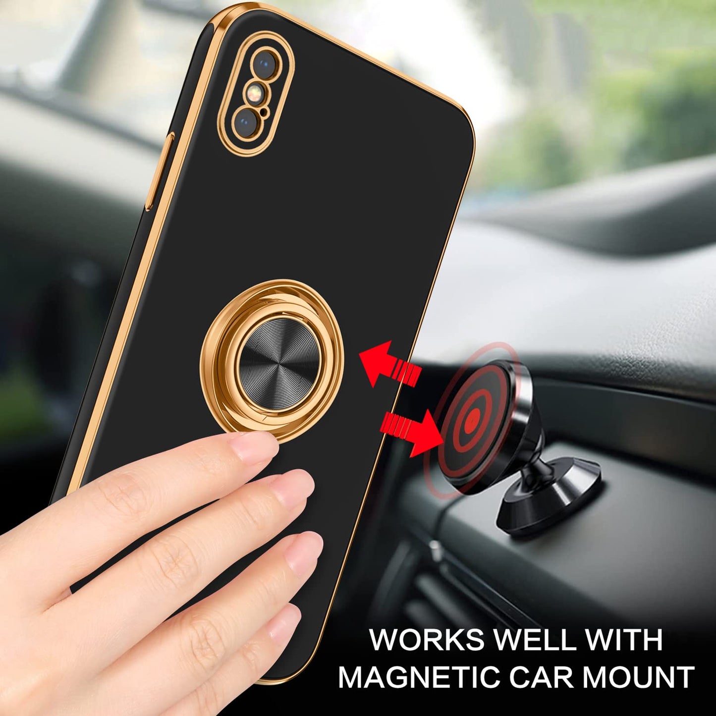 Bentoben For Iphone Xs Max Case, Phone Case Iphone Xsmax, Slim Fit Kickstand Ring Holder Design Shockproof Protection Soft Tpu B