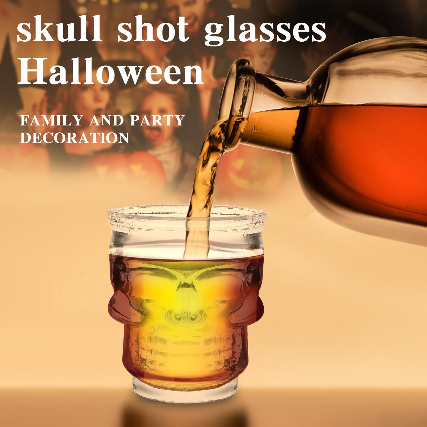 eispap 6 Pcs Skull 50ml Shot Glasses Set Freezer Safe Shot Glasses for Skull Gifts or Ornament Shot Glass Design Glass Set (6)