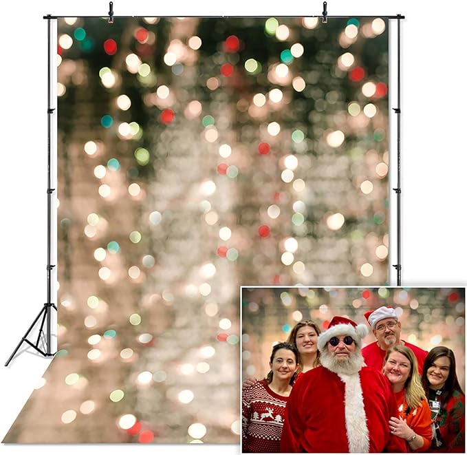 Avezano Christmas Bokeh Halos Photography Backdrop for Children Kids Portrait Photoshoot Glitters Light Bokeh Merry Xmas P...