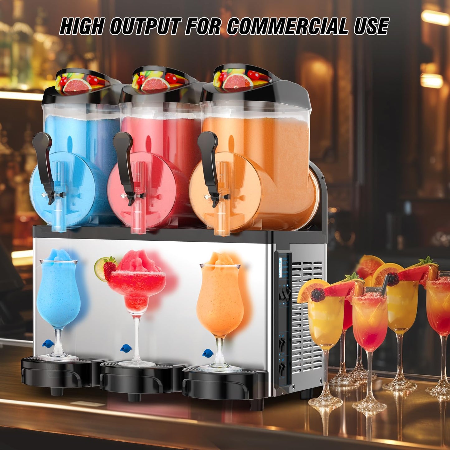 Ultimate Commercial Slushy Machine – 12X3 Tank Stainless Steel Slush Machine,Commercial Frozen Drink Maker for Juices, Margaritas, and Cocktails – Ideal for Bars and Restaurants
