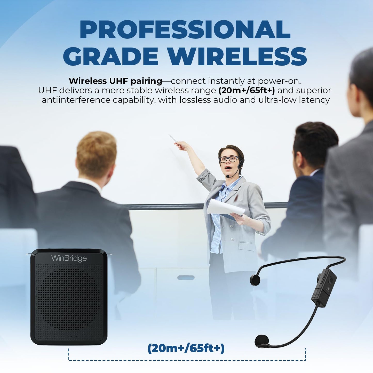 Winbridge Wireless Voice Amplifier Uhf Microphone, Portable Speaker Microphone With Bluetooth, Personal Voice Enhancer Clear Ori