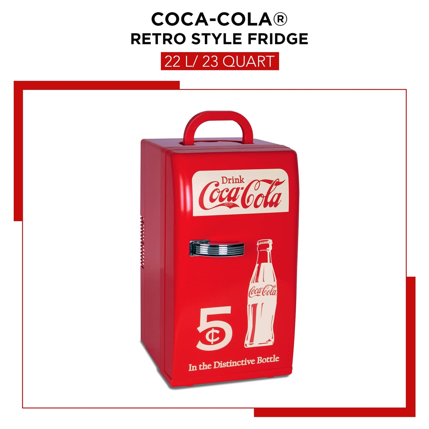 Coca Cola Mini Fridge - Refrigerator for Bedroom Office, Portable Table Top Beverage Cooler, 12V 110V Refrigerador For Drink, Soda, Wine, Use In Car, Dorm, Outdoor, Patio,18 Can