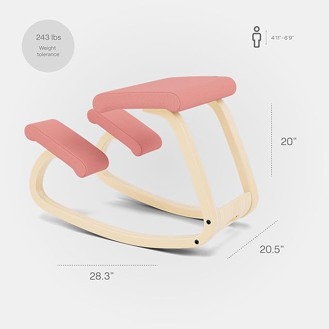 Varier Variable Natural/Pink Ergonomic Office Kneeling Chair – Active Sitting, Rocking Seat for Home, Study & Posture Support – 10 Year Quality Guarantee