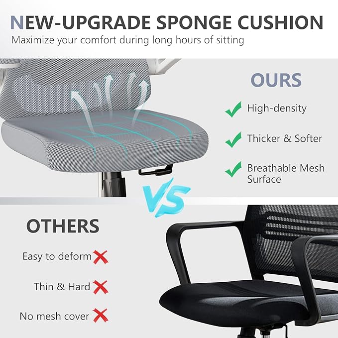 balmstar Office Chair,Ergonomic Comfy Home Desk Chair with 350LBS Capacity,High Back Gaming Chair with Wheels,Mesh Computer Chair,Lumbar Support, Adjustable Headrest,Flip-up Armrest