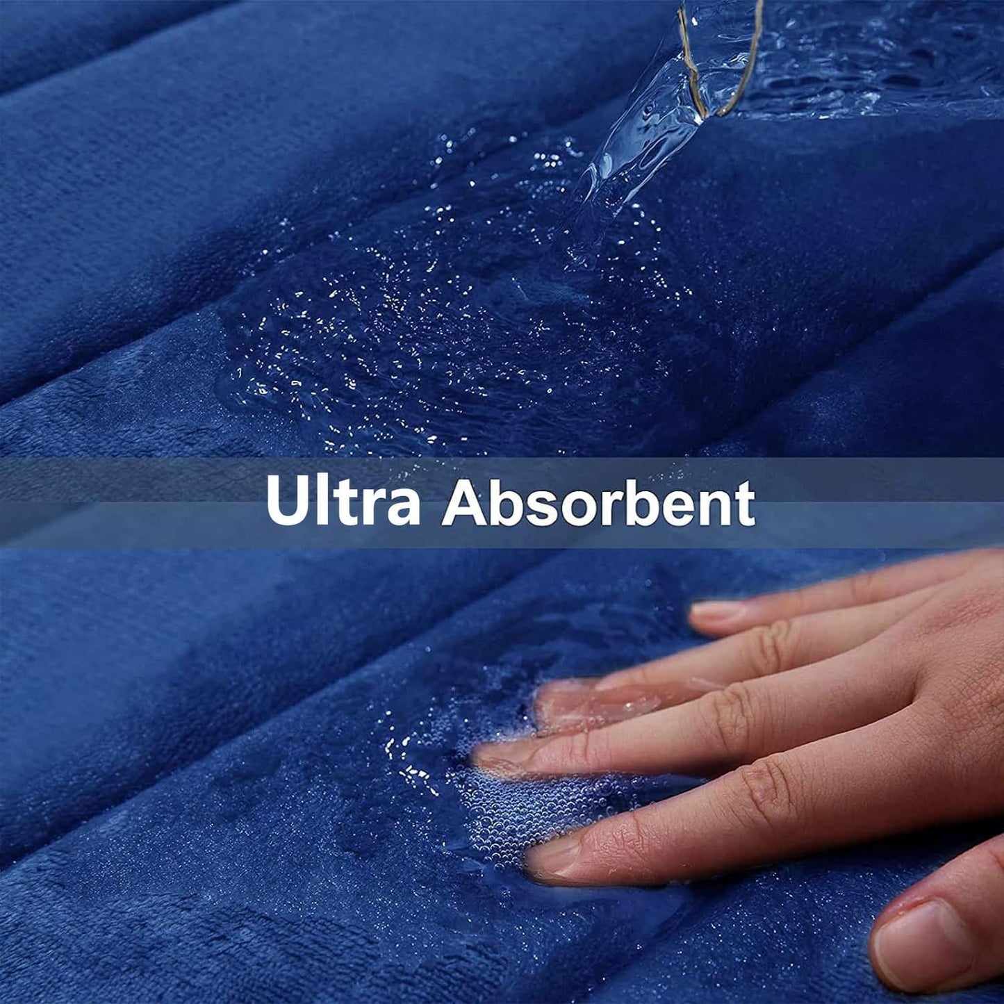 Buganda Memory Foam Bath Mat, 47" x 17", Ultra Soft and Non-Slip Bathroom Rugs, Water Absorbent and Machine Washable Bath Rug Runner for Bathroom, Shower, and Tub, Navy Blue