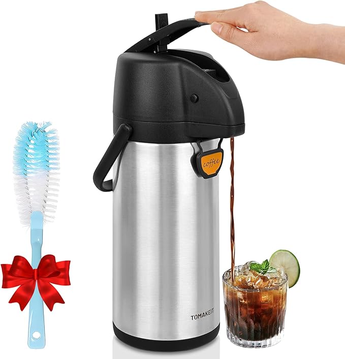 TOMAKEIT Airpot Coffee Dispenser Thermal with Pump,3L/102 Oz Insulated Stainless Steel Large Airpot Coffee Carafe Lever Ac...