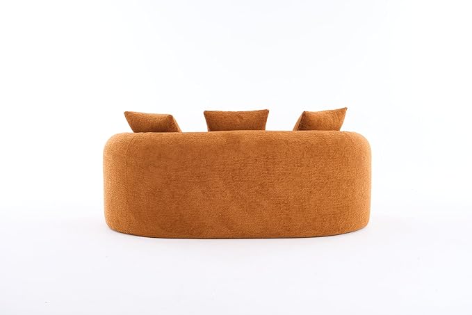 65'' Modern Curved Cloud Loveseat Sectional Sofa for Small Spaces, Luxury Plush Chenille Deep Seat Couch with 3 Pillows, No Assembly Needed Apartment Living Room Furniture, Orange