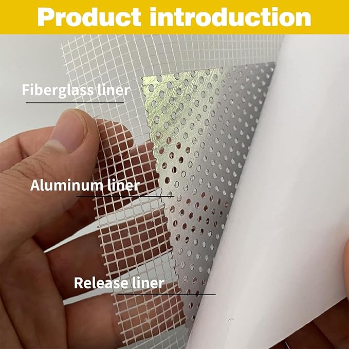 12 Inch Drywall Repair Kit, Self-Adhesive Mesh Drywall Repair Patch, The Wall Repair Kit with Scraper and Sandpaper is Suitable for Repairing Large Holes in Walls and Ceilings, Wall Hole Repair Tool