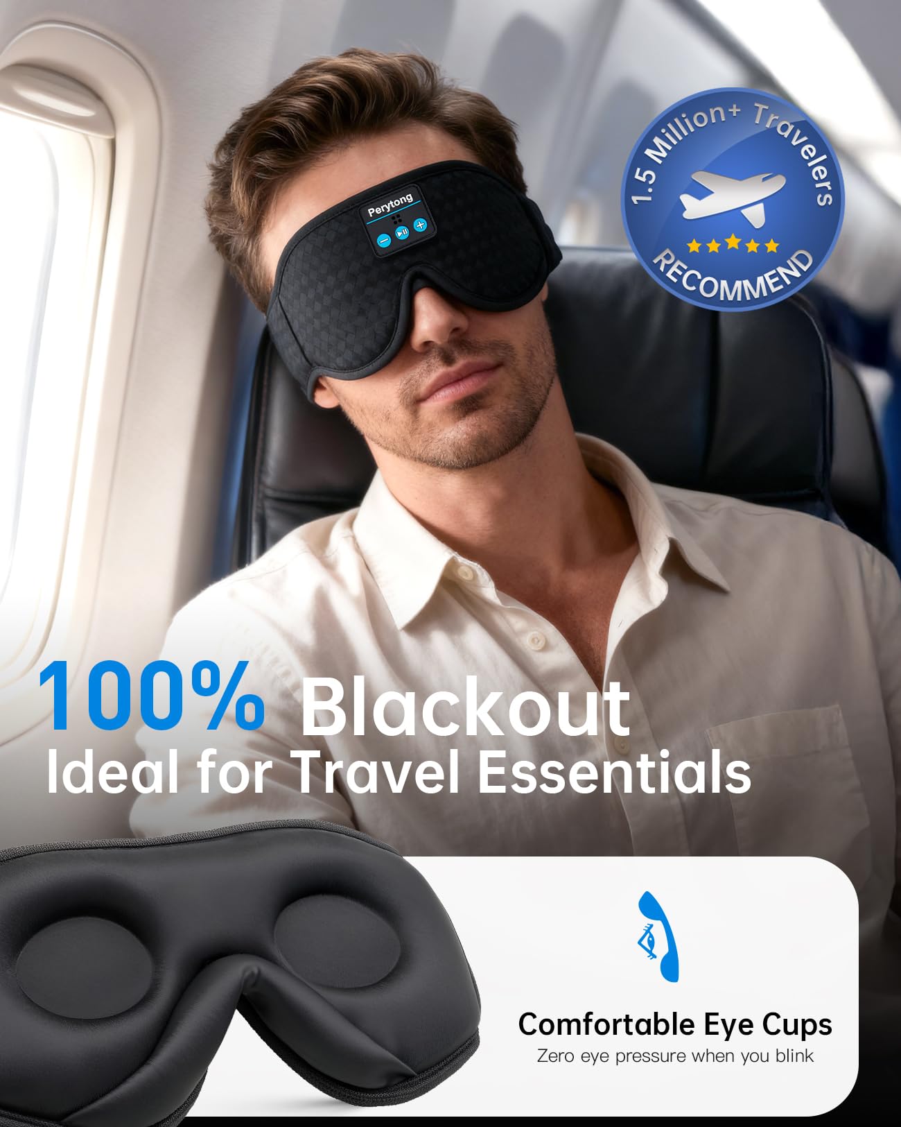 2-Pack Sleep Headphones Bluetooth 3D Sleep Mask & Wireless Headband Headphone with Ultra-Thin Speakers, Sleeping Headphones for Side Sleepers, Running, Workout, Insomniac, Travel, Gifts, Meditation