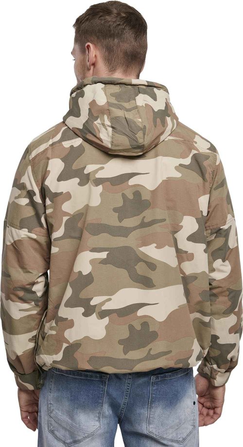 Brandit Individual Wear Men's Fleece-Lined Quarter Zip Windbreaker Pullover - Lightweight Weatherproof Casual Outdoor Jacket, Light Woodland, XX-Large