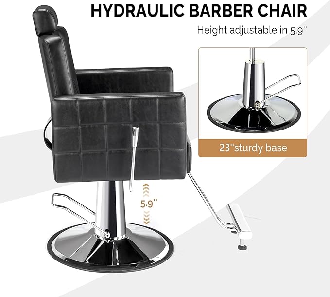OmySalon Salon Chair for Hair Stylist, Reclining Barber Chair Hairdressing Styling Chair with Adjustable headrest, Beauty Shampoo Barbershop Furniture