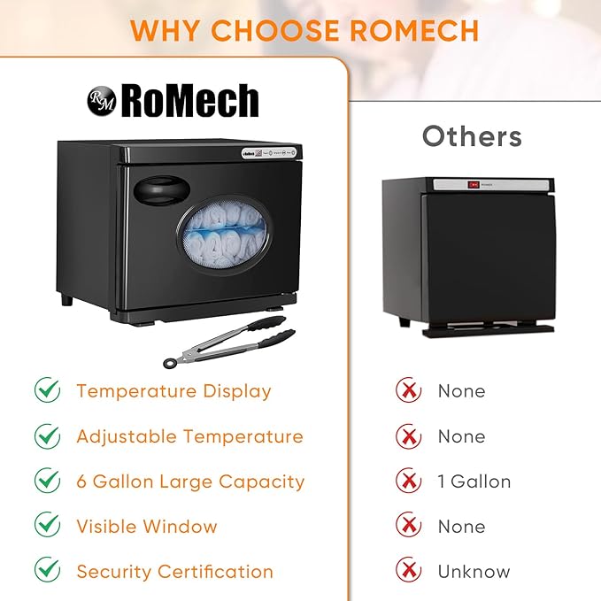 ROMECH 23L Hot Towel Warmer Cabinet, Professional Towel Heater with LED Temperature Display Setting, Extra Large Capacity Towel Warmers for Spa Massage Salon Home (Black, 23L)
