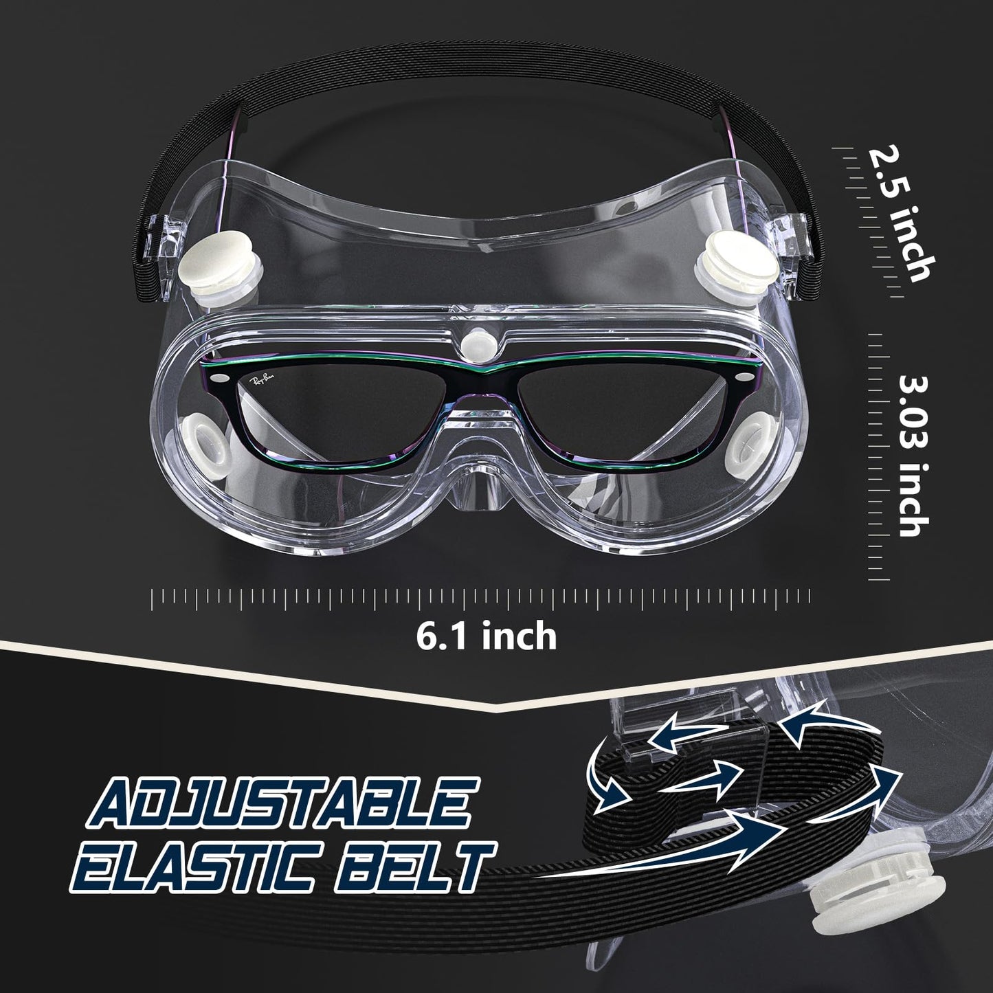 VOOVAO Anti-fog Safety Goggles,Adjustable Chemistry Lab Goggles