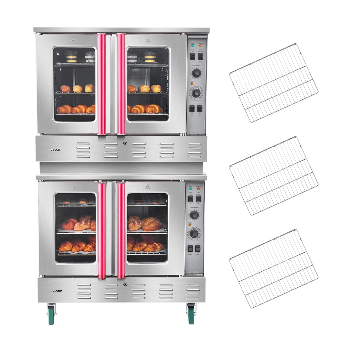 Vevor Double Deck Gas Convection Oven, 14 Cu.Ft Full-Size Commercial Convection Oven, 40,000 Btu X 2 Powerful Burners, Natural G