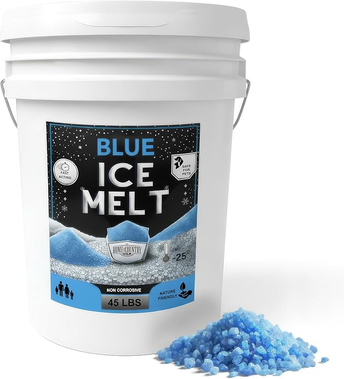 Peach Country Blue Ice Melt Pet Friendlier Eco-Friendly De-Icer, Fast-Acting Granules for Driveways, Walkways & Entryways, 45 lb Pail