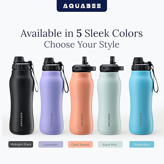Insula Stainless Steel Water Bottle with Spout & Straw lid, BPA Free & Leakproof, Double Walled Vacuum Insulated water bottle for Sports, Bike, Travel & Hiking (Coral Sunset, 24 Oz)
