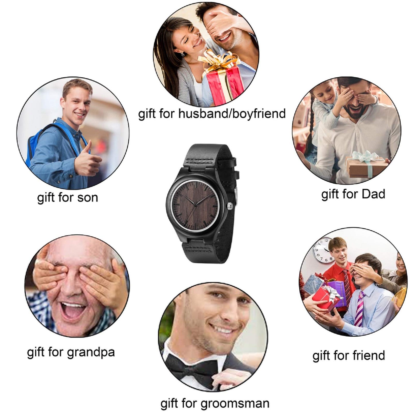 UMIPHIMAT Engraved Wooden Watches for Husband - Wood Watches for Men, Personalized Engraved Gifts for Him Wedding Anniversary Birthday Valentines Day Gifts