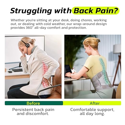aoFIT Back Brace for Men Lower Back Pain Women Relief with 360-Degree Biochemical Hug Support without Suspenders Back Support Belt Soft Breathable Fabric Lumbar Support for Herniated Disc Sciatica S