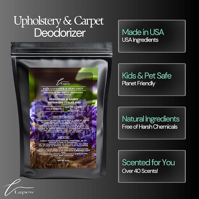 Blue Lavender & Bergamot Carpet Freshener Powder Refill 36 oz | Powerful Odor Eliminator for Home | Upholstery Deodorizer | Carpet Deodorizer | Pet Urine | Cat Litter Box