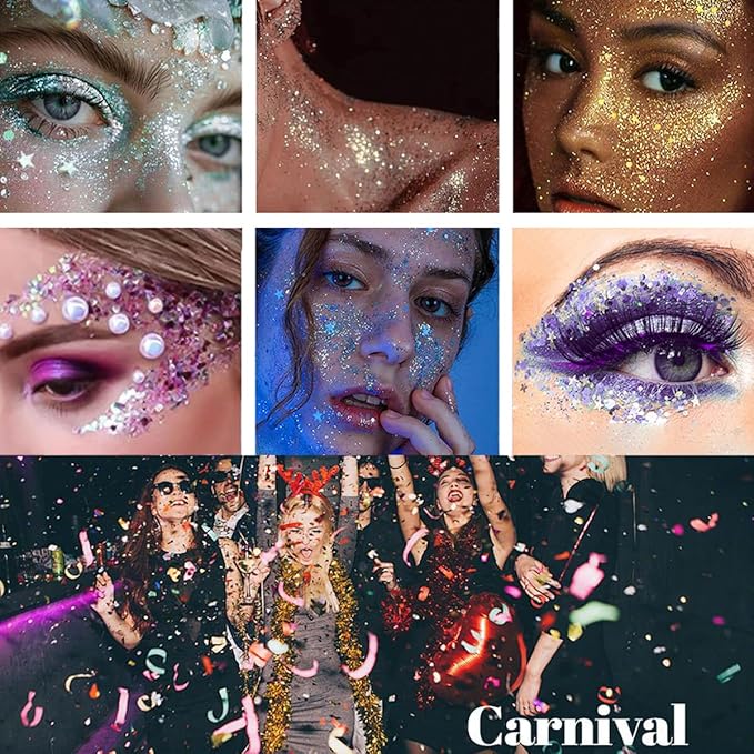 Mysense Green Body Glitter Stick,St Patricks Day Accessories,Mardi Gras Face Hair Glitter,Sparkling Mermaid Glitter Makeup,Chunky Glitter Face Paint,Festival Outfit Rave Accessories for Women and Kids