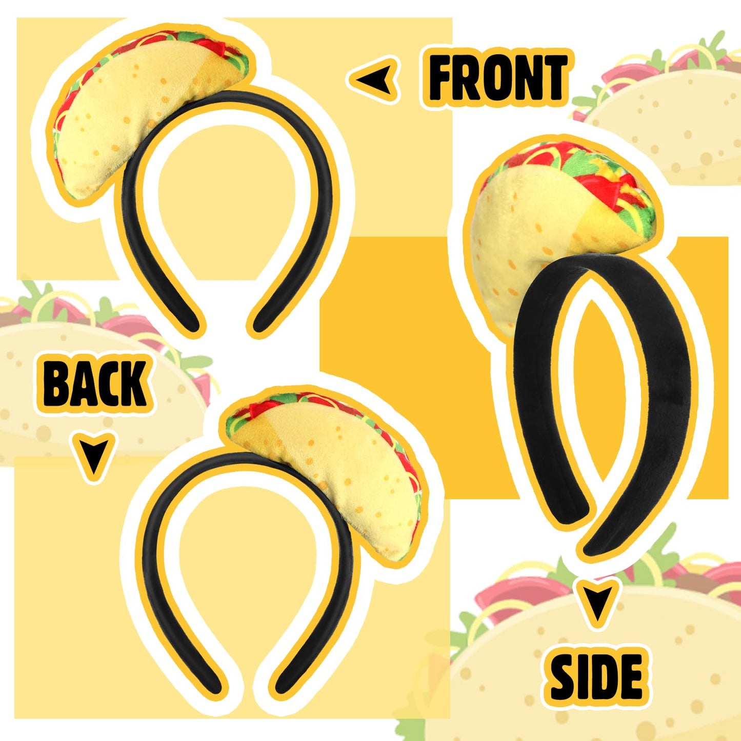 Knitgrip 2 Pcs Funny Headbands Pickle Banana Hot Dog Strawberry Chili Pepper Taco Style Halloween Costume Accessories (Taco)