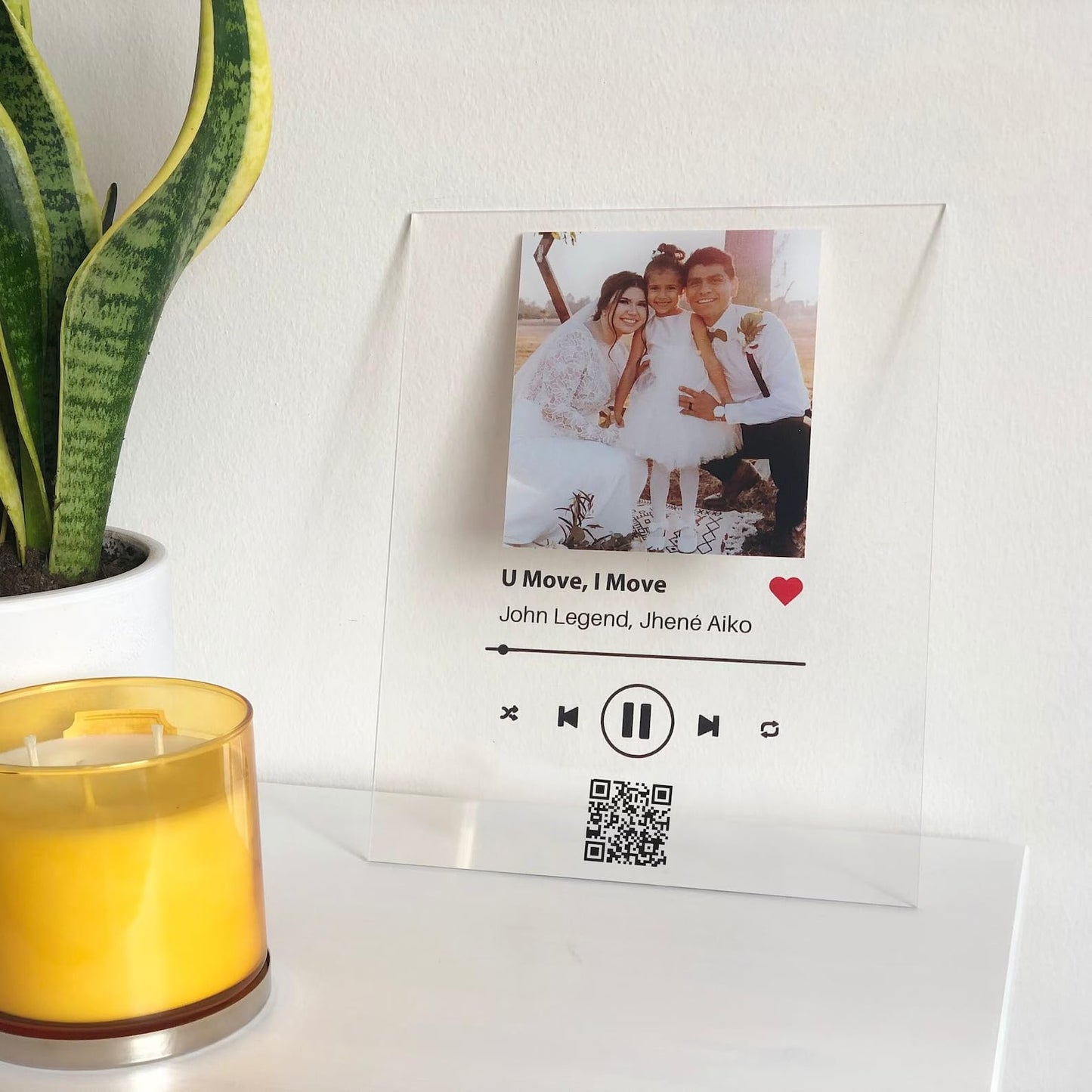 SAME DAY SHIP Custom Song Plaque with Wooden, Acrylic, Led Light Stand - Acrylic Plaque Couple Gift with Code and Text, Last minute gift, Couples Gift, Gifts for Wife Husband Valentines day gifts