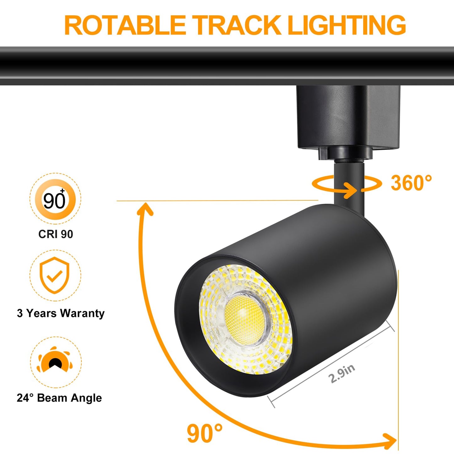 VANoopee 10W Dimmable LED Track Lighting Heads H Type Track Light Replacement Fixtures Bright 3000K Warm White Ceiling Spotlight for Accent Task Art, Flicker Free CRI90+ 24° 800lm Black, Pack of 8