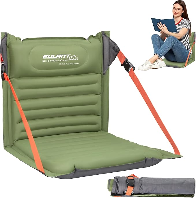 EULANT Lightweight Inflatable Folding Seats for Camping Chair with Back Support and Adjustable Straps,Foldable Bleacher Ch...