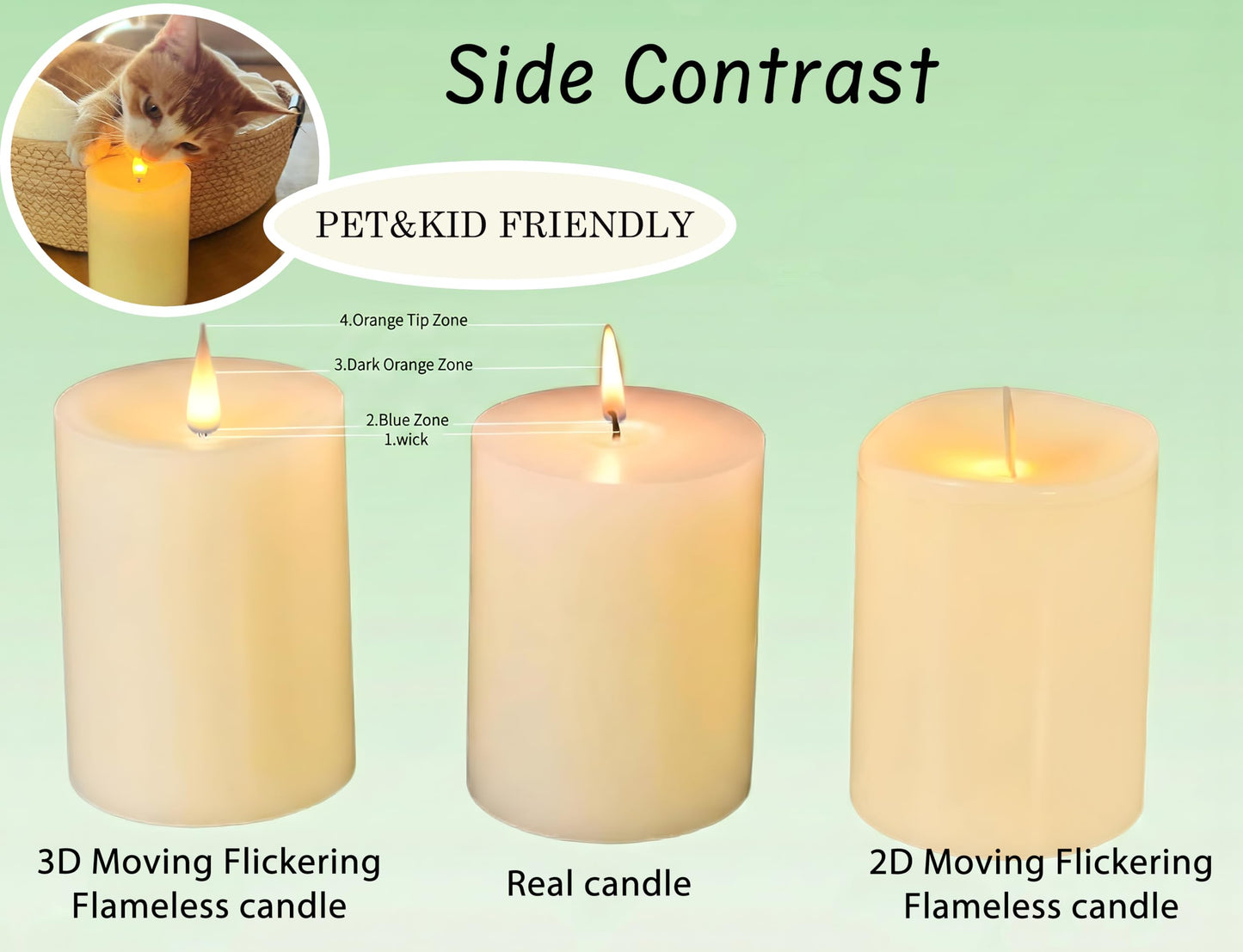 CozierGlow Pine Flameless Pillar Candles Flickering with Remote Timer, Battery Operated LED 3D Moving Flame Real Wax Candles, Set of 2, D3 x H6,Remote Included (Pine)