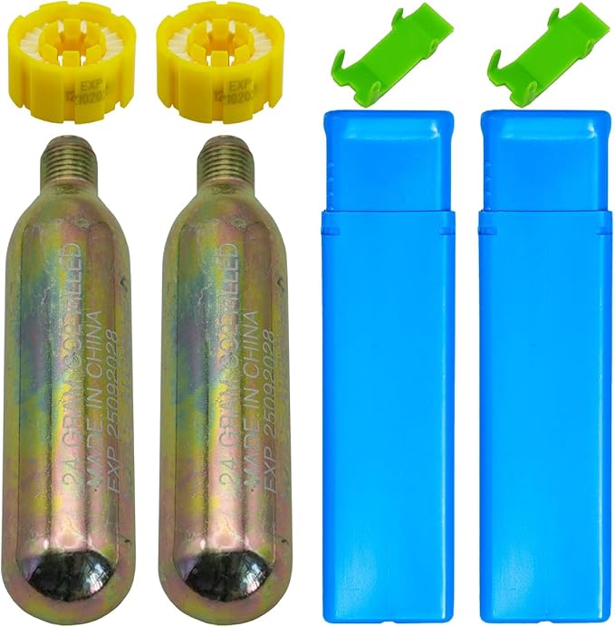 2 Pack PFD 24/33 Grams CO2 Cylinder Cartridge 1/2-inch Thread for Inflatable Life Jacket Life Vest Lifesaving Belt for Wat...