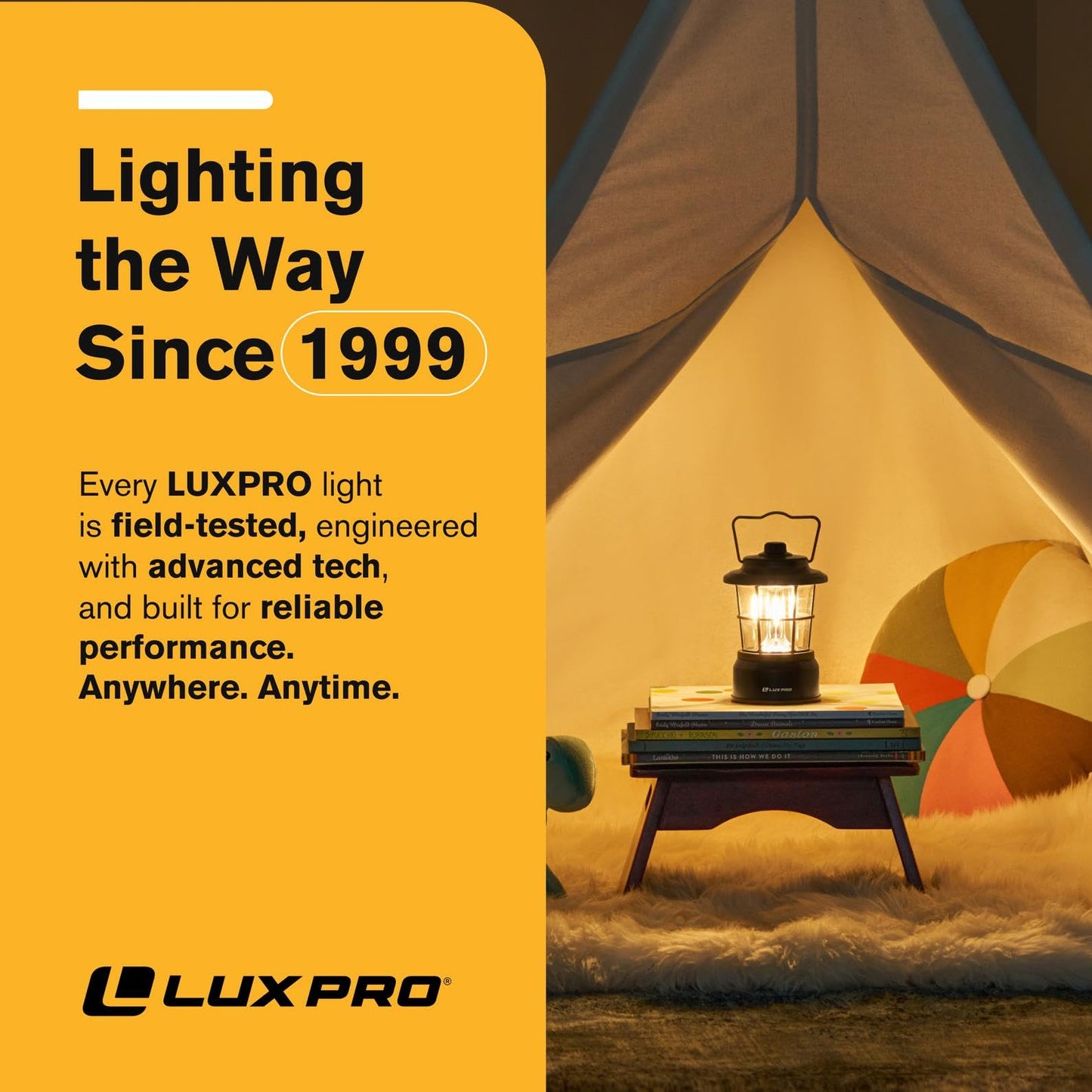 LUXPRO Retro LED Lantern - Battery-Powered Emergency Lantern - Water Resistant - Bright LED Lamp for Indoor & Outdoor Use - Use for Tents, Hiking or Hurricane Prep - Blue