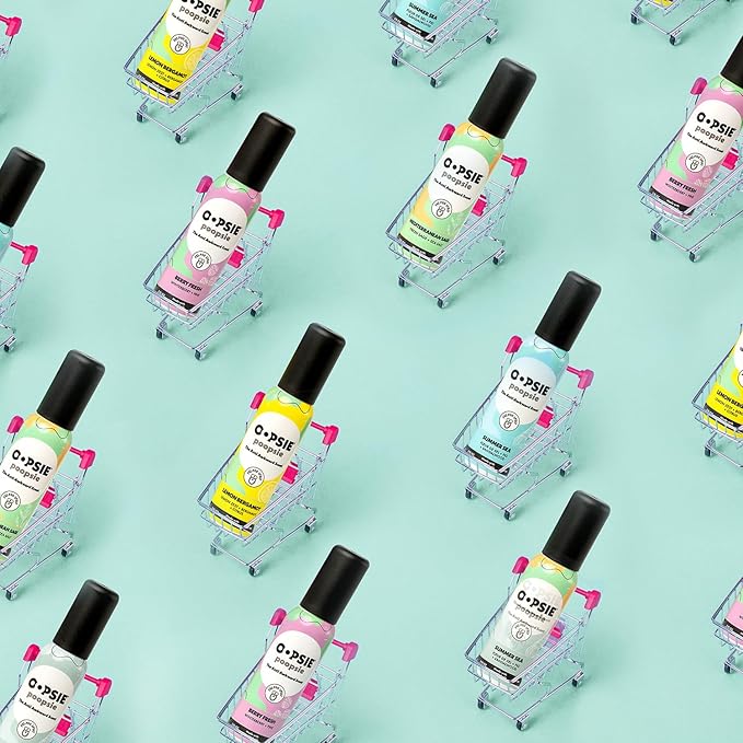 Oopsie Poopsie Pre-Poo toilet spray, discreet & portable original odor deodorizer scents. Pocket-friendly pre-poo spray to use on the go 2oz 8-bottle variety pack for 8-distinct aroma experience