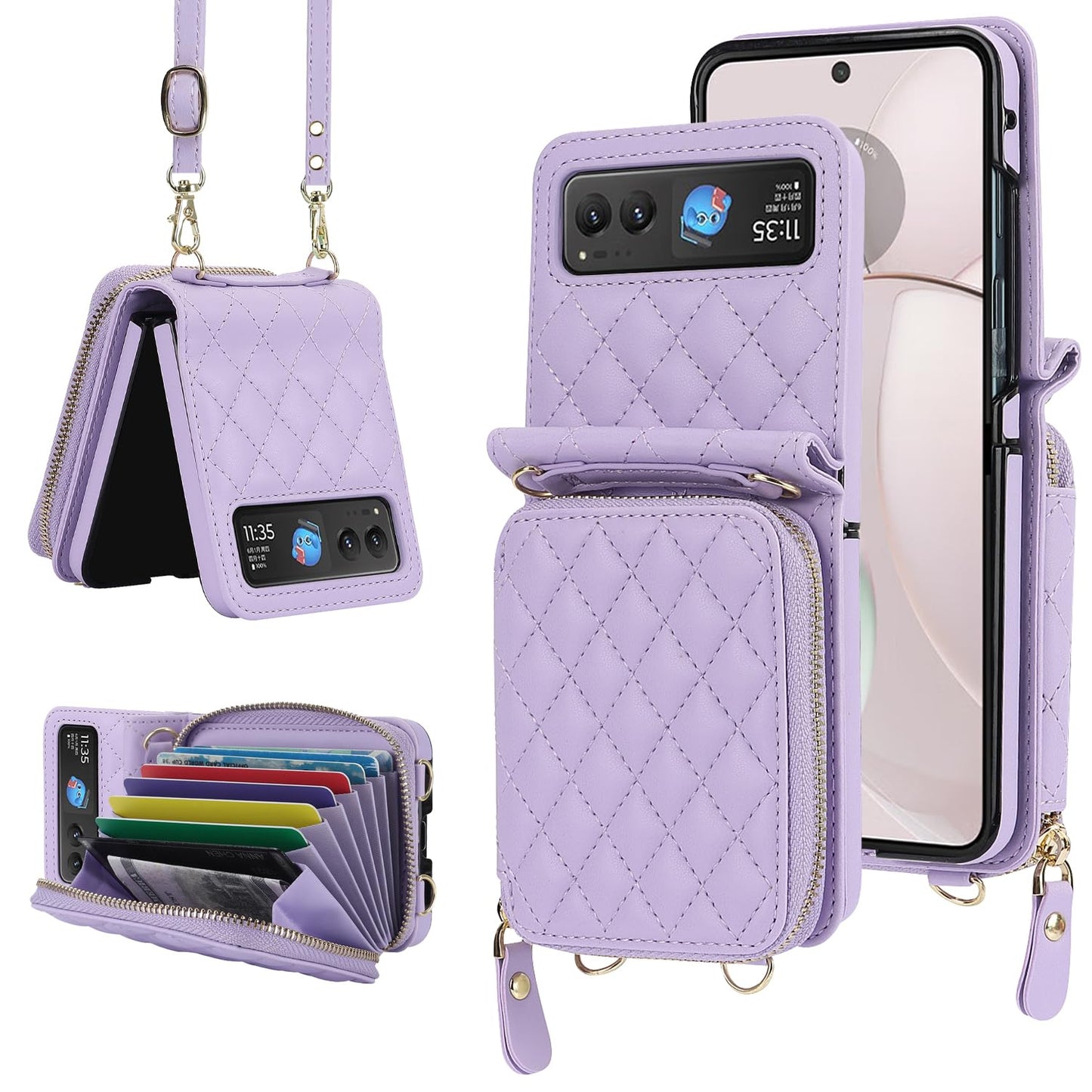 Ninki Compatible With Moto Razr 2023 Ultra Wallet Case, Anti-Fall Card Holder Shockproof Leather Phone Cover Moto Razr 40 Ultra