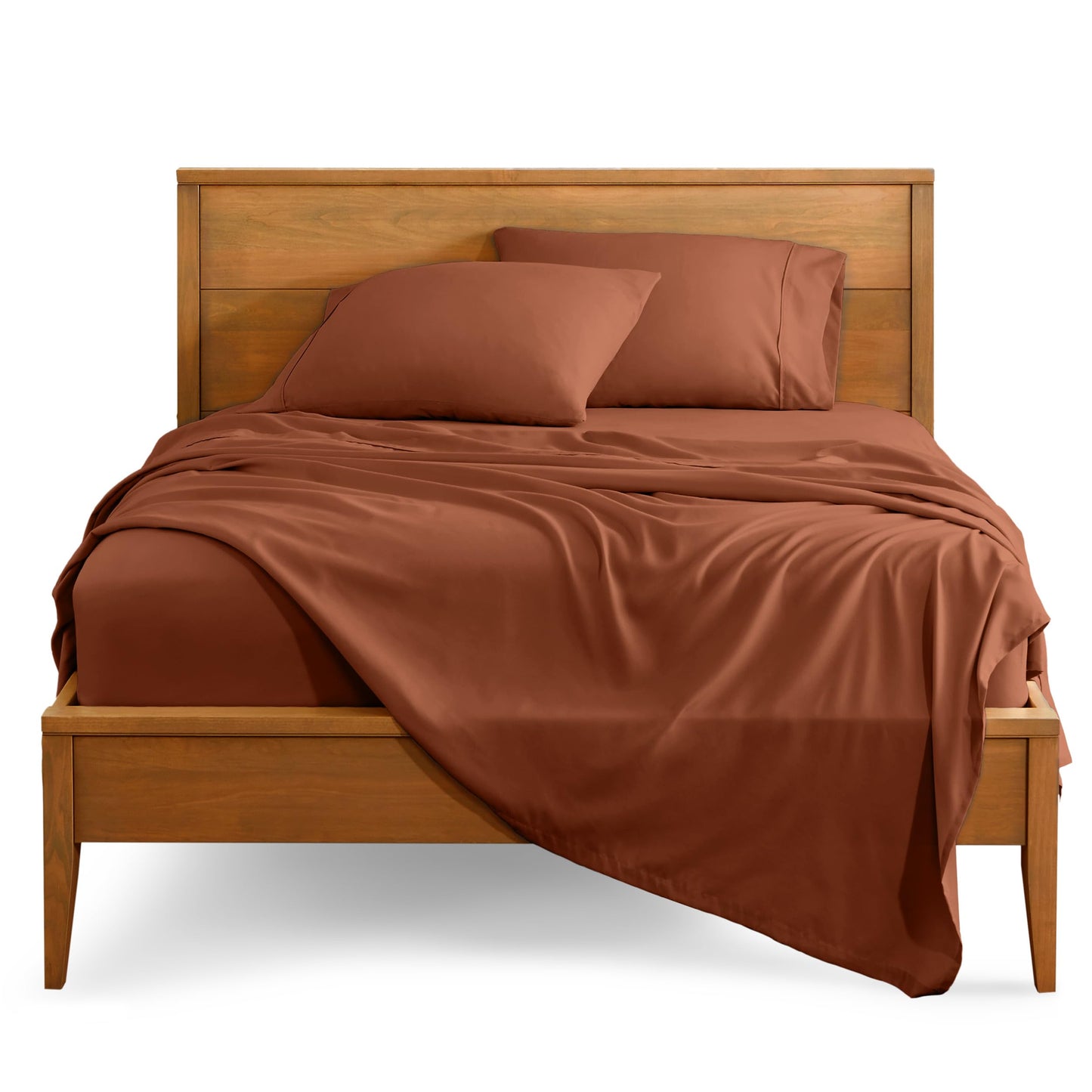 Bare Home Queen Sheet Set - Luxury 1800 Ultra-Soft Microfiber Bed Sheets - Double Brushed - Deep Pockets - Easy Fit - 4 Piece Set - Bedding Sheets & Pillowcases (Queen, Terracotta)