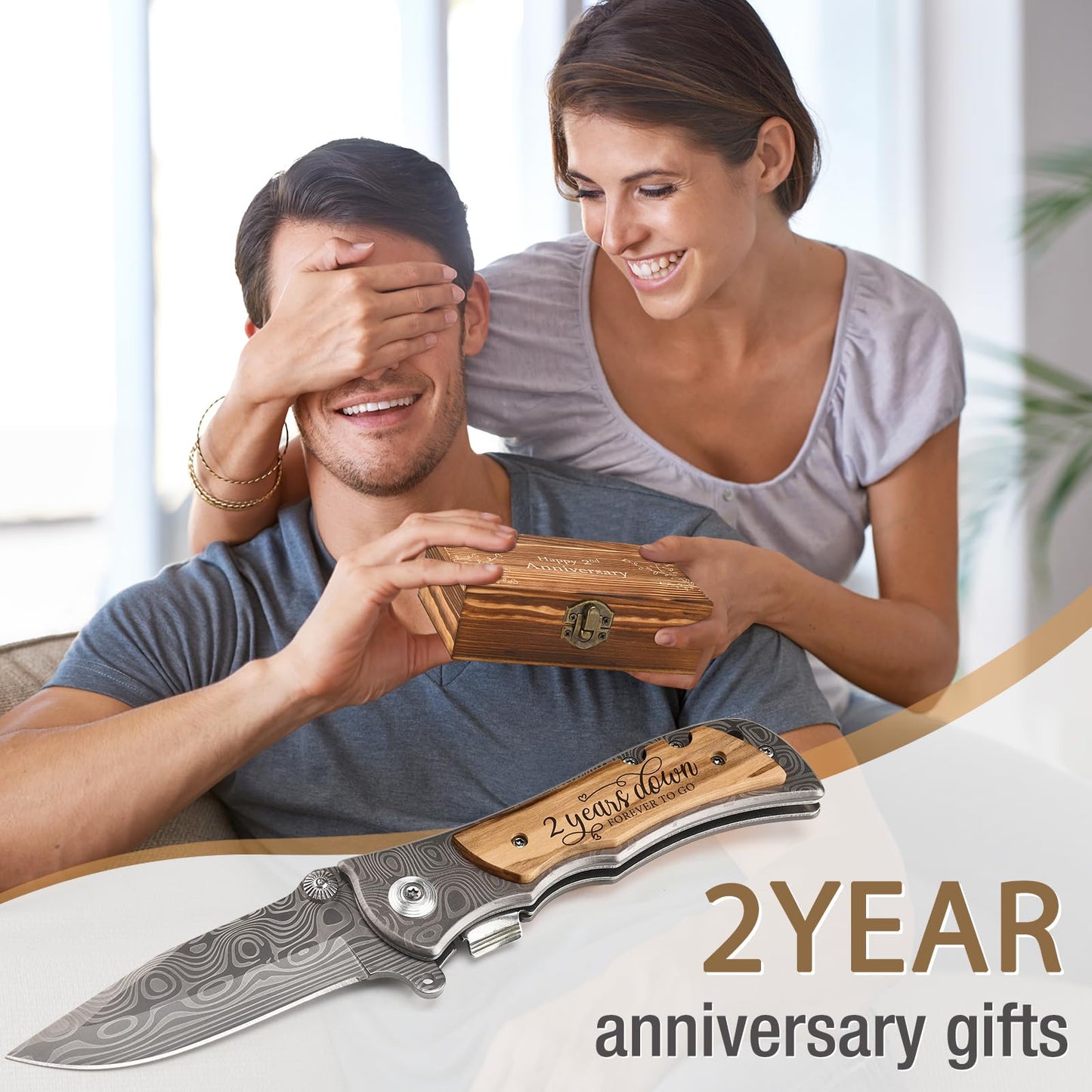 GiveGreatGift 2nd Gifts Cotton Wedding Anniversary for Men 2 years Marriage Present for Husband or Him, Second Anniversary Keepsake for Boyfriend