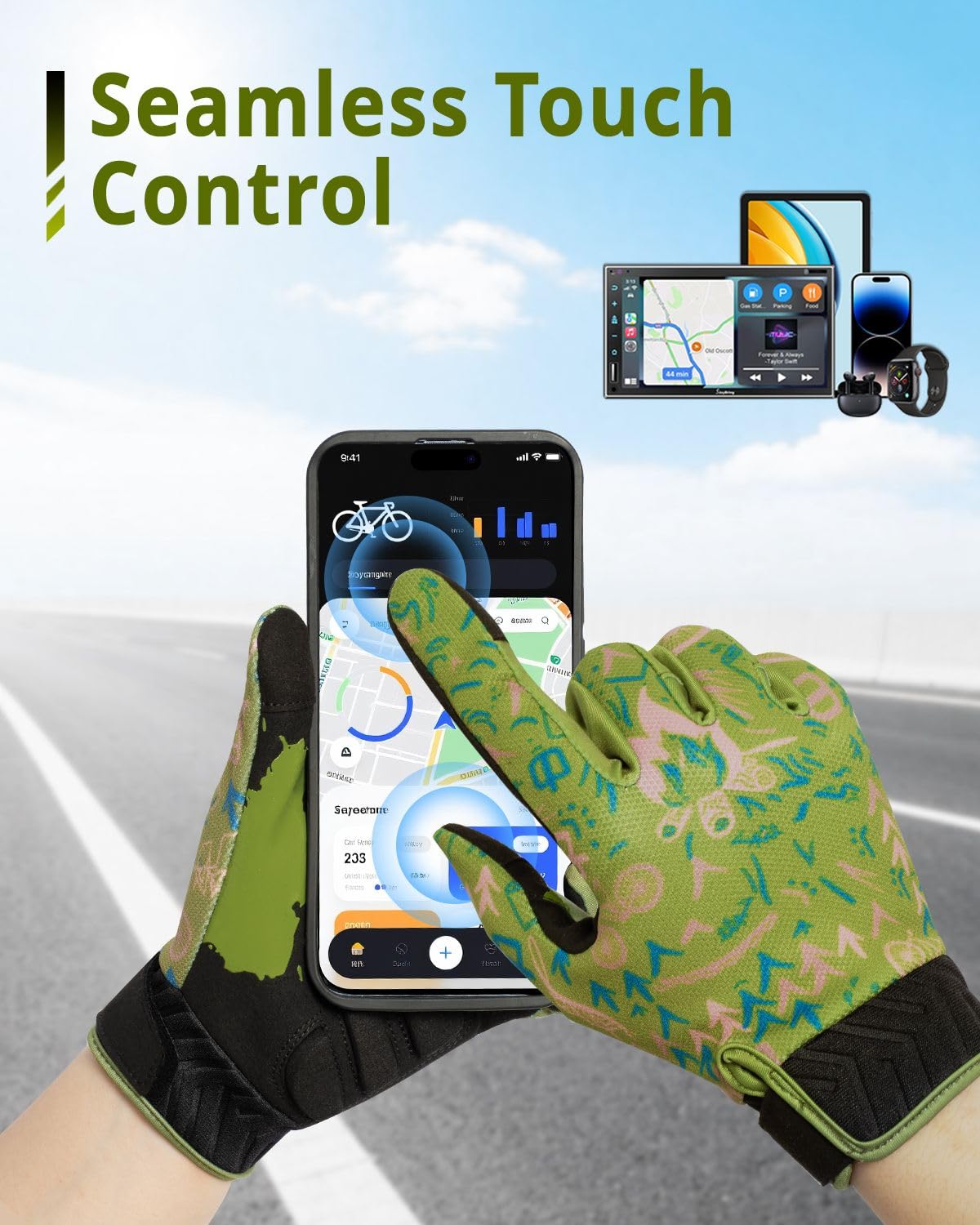 RIGWARL Bike Gloves for Men Women Cycling, Touchscreen Mountain Biking Gloves for Women, Non-Slip Lightweight Dirt Bike Riding Bicycle Glove for Summer Motorcycle MTB Off Road Racing